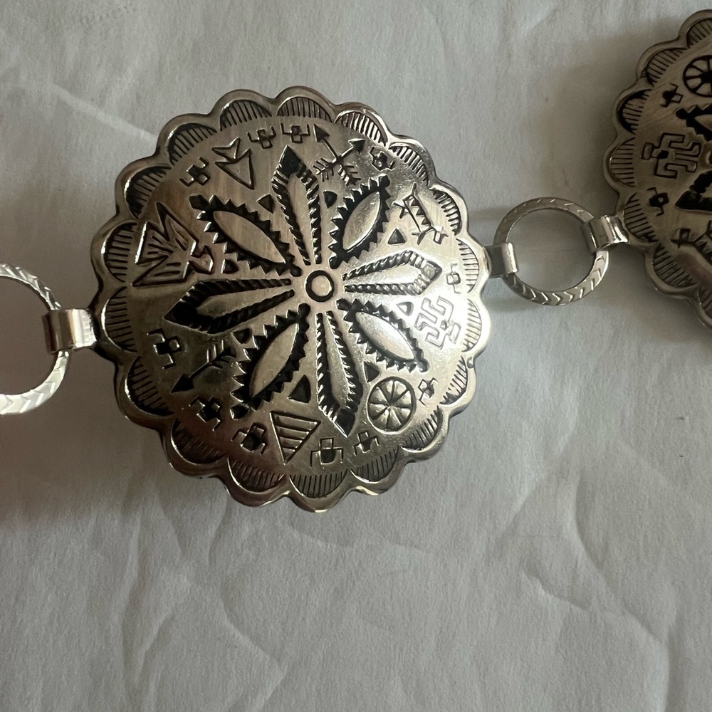 Western style metal concho link chain festival western belt